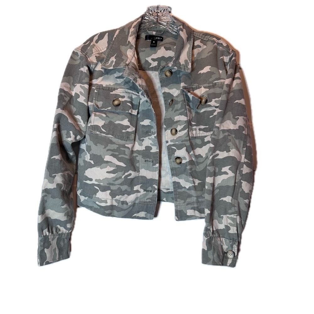 Aqua Camo Jean Jacket Size S Outdoor Y2K Womens Cropped